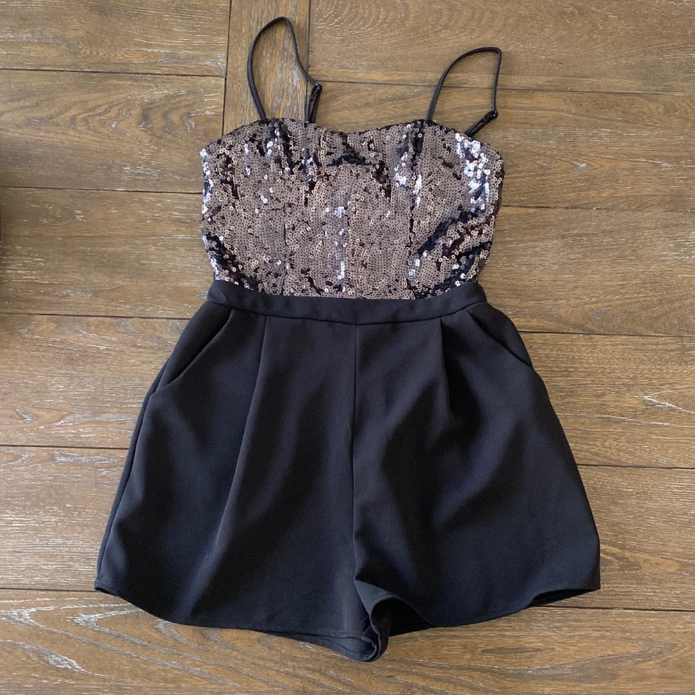 Black Sequined Romper Forever 21